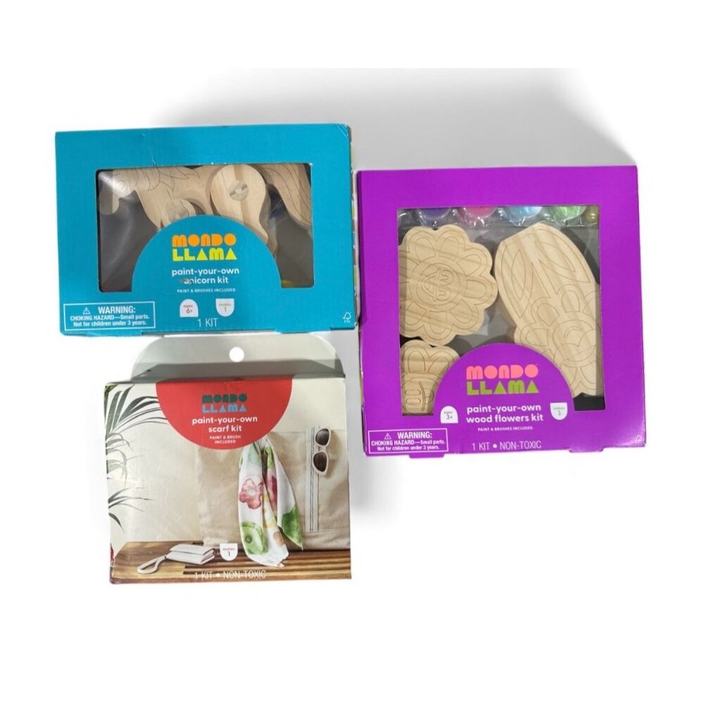 MONDO LLAMA paint-your-own Scarf Kit, paint-your-own Unicorn Kit, & paint-your-o